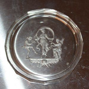 HEINRICH HOFFMAN CZECHOSLOVAKIA ART DECO OPEN SALT PIN DISH CRYSTAL & ITAGLIO